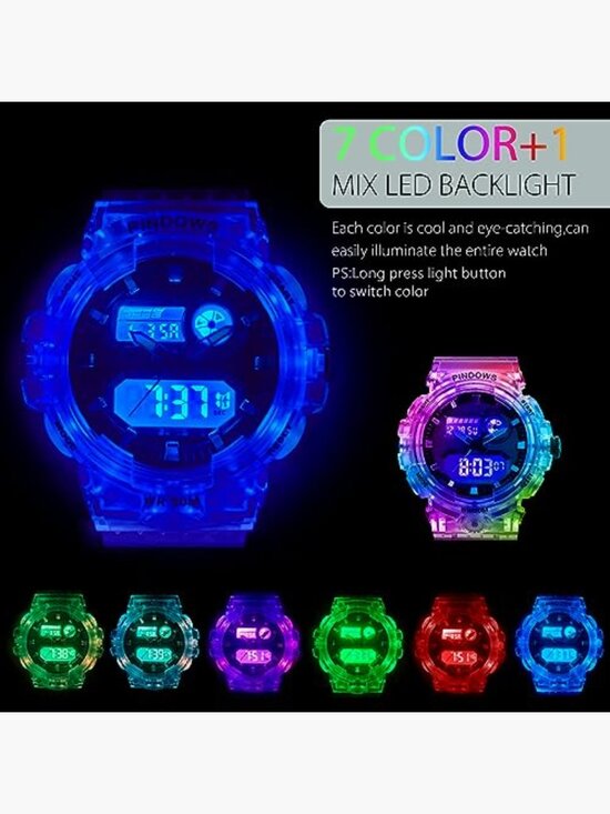 Digital Sport Watch with 7-Color LED, Stopwatch, Alarm, 50M Waterproof main image 5